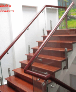 lan can cầu thang kính cường lực dạng trụ ngắn