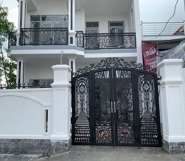 Mẫu cửa sắt đẹp Công Ty TNHH MTV UPVC An Ngọc - An Ngọc Window mẫu cửa sắt 4 cánh cắt cnc huế